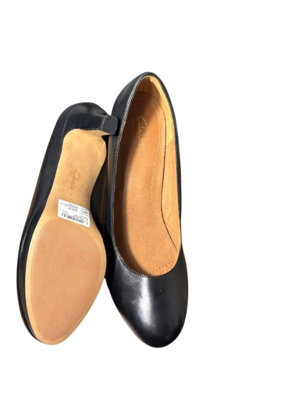 Clarks Womens Black Leather Heels Size 7.5 - Picture 5 of 5